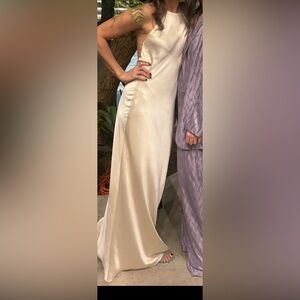 Reformation Satin Ivory Halter Wedding Dress